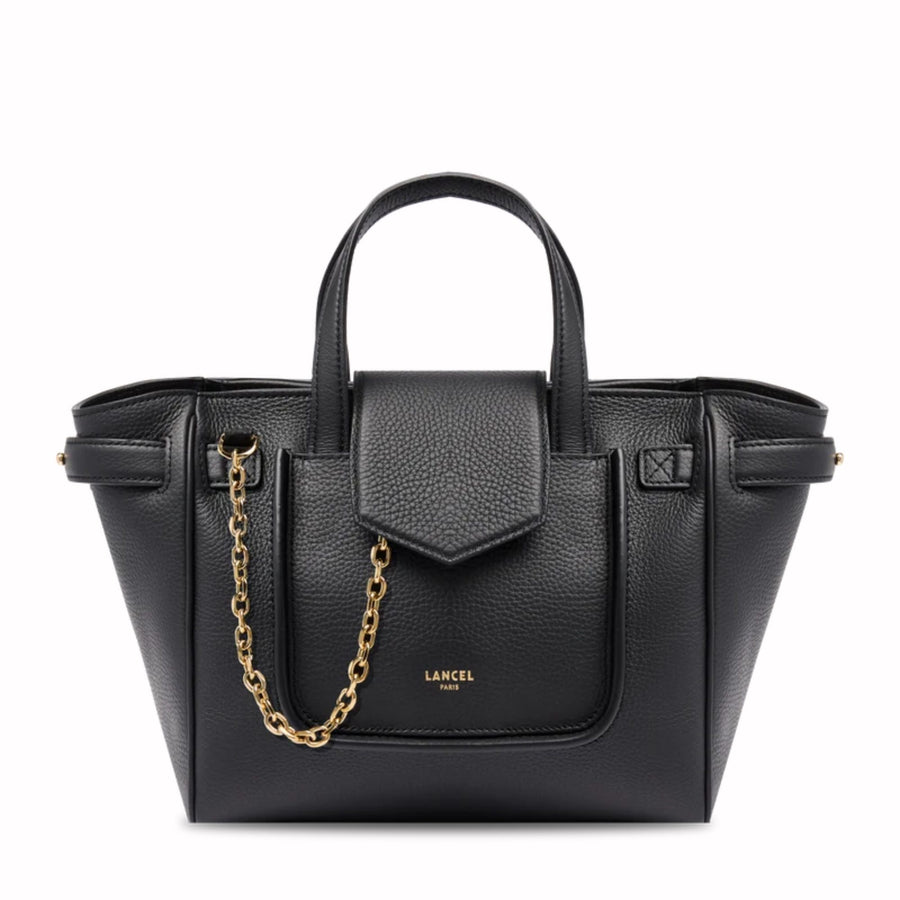 Sac à Main Femme en Cuir — Noir & Chaîne Dorée